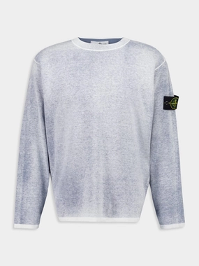 Light Grey Hand Light Organic Cotton Crewneck Jumper Tops Mens - thermal tops