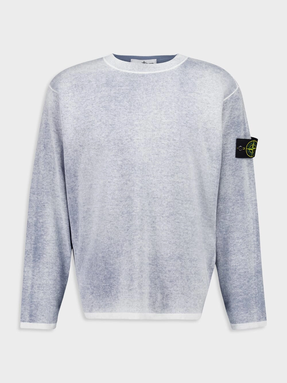 Light Grey Hand Light Organic Cotton Crewneck Jumper Tops Mens - thermal tops