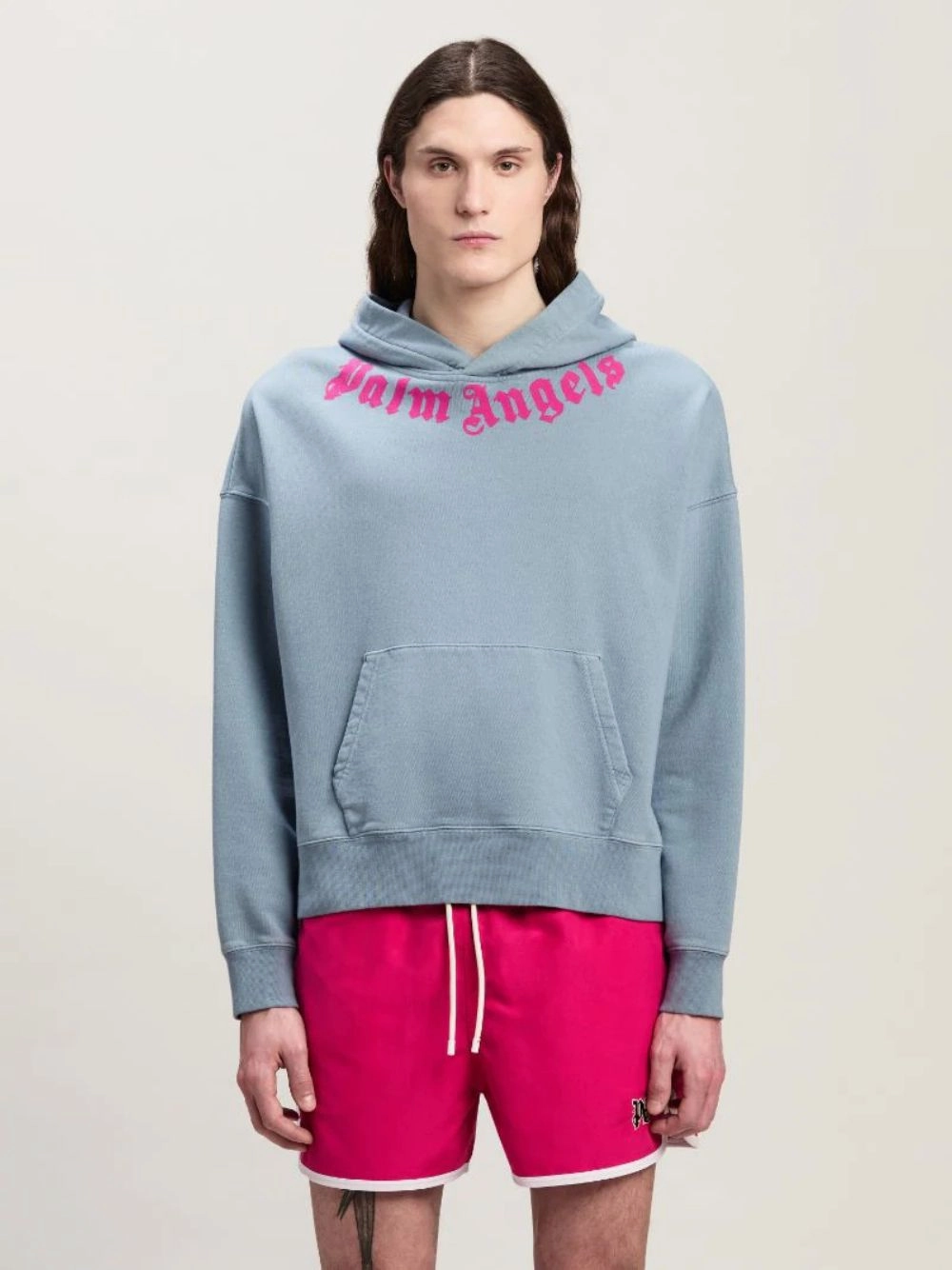 Light Grey Neck Logo Hoodie