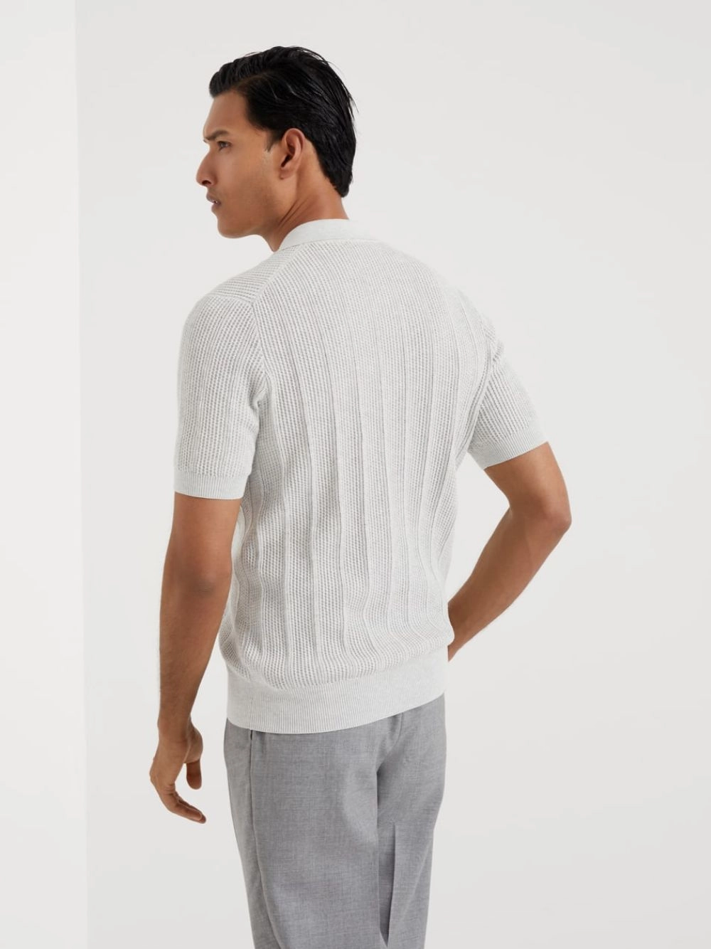 Light Grey Rib Knit Polo