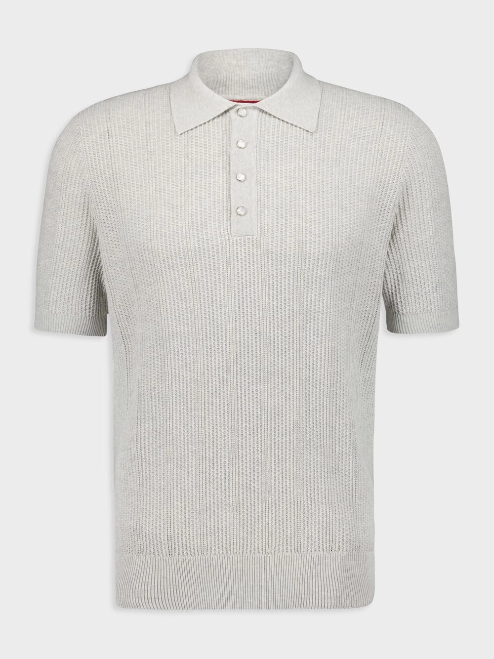 Light Grey Rib Knit Polo Knitwear Mens - men's sweaters sale
