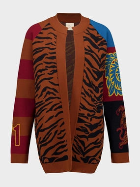 Lily Caramel Caf Jacquard Oversized Jacket Knitwear Womens - women's knitwear cheap
