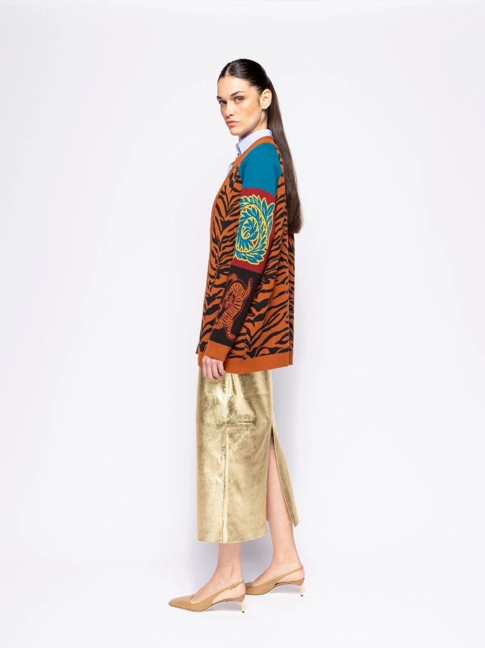 Lily Caramel Caf Jacquard Oversized Jacket