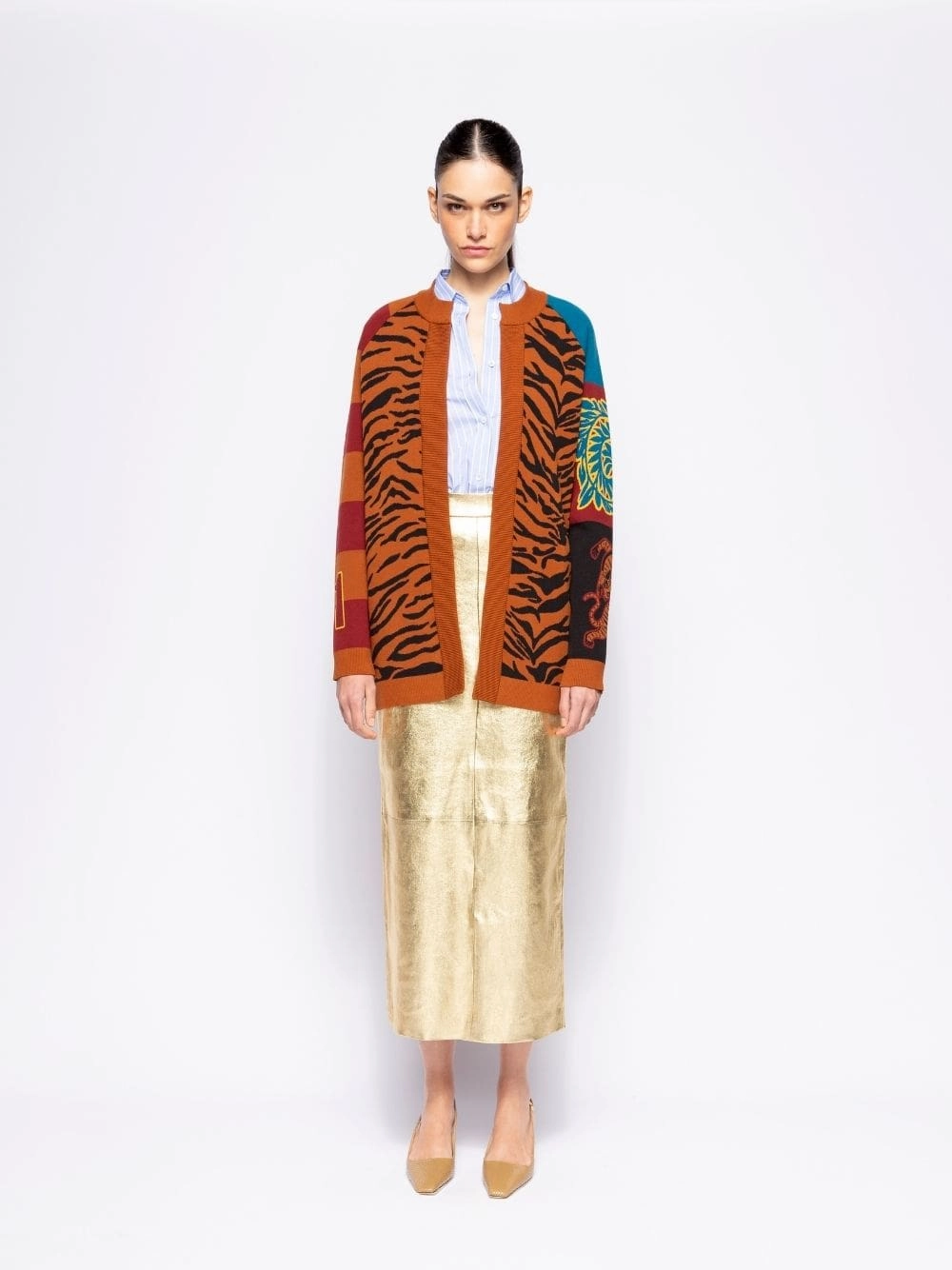 Lily Caramel Caf Jacquard Oversized Jacket