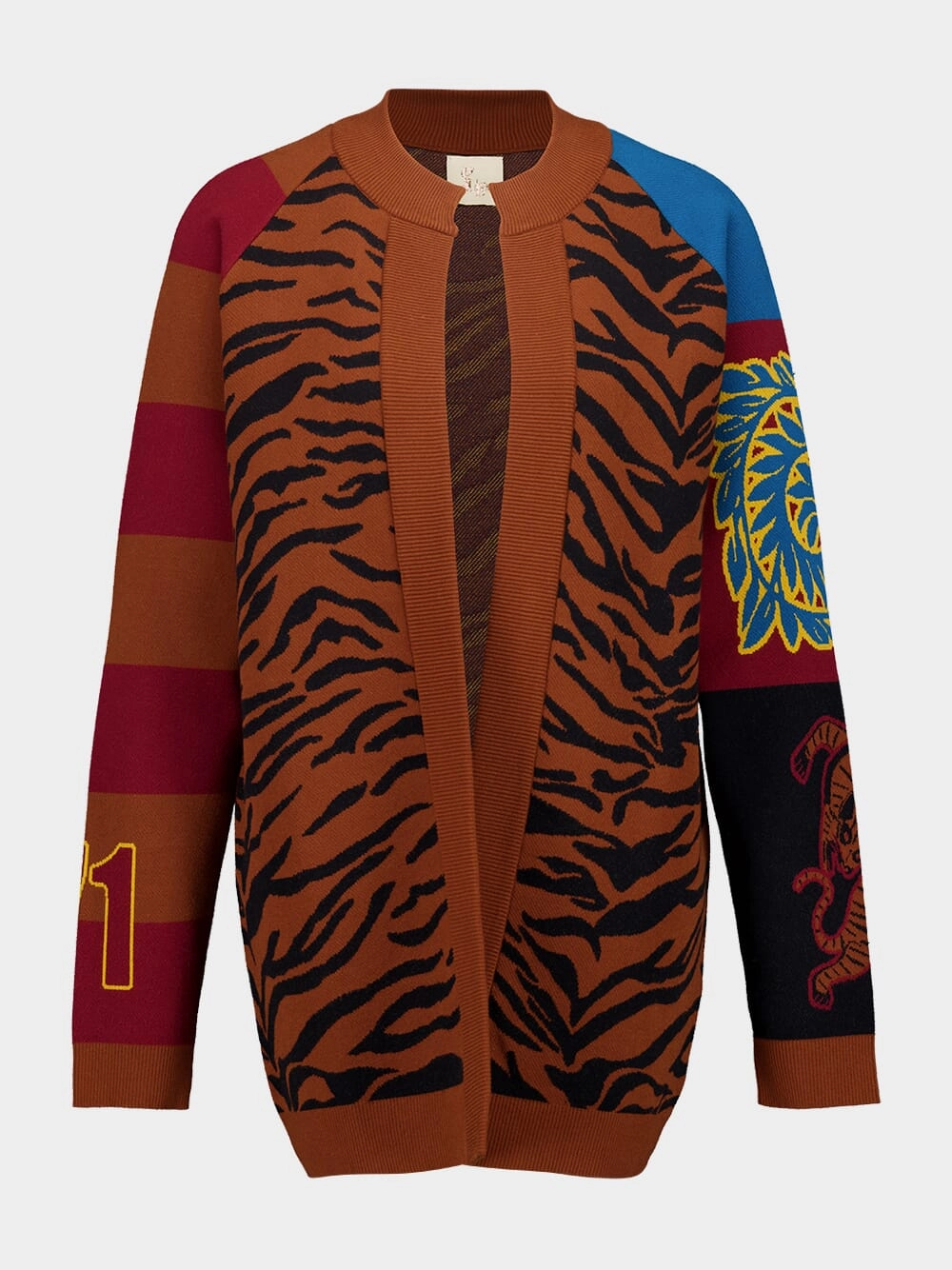 Lily Caramel Caf Jacquard Oversized Jacket Knitwear Womens - women's knitwear cheap