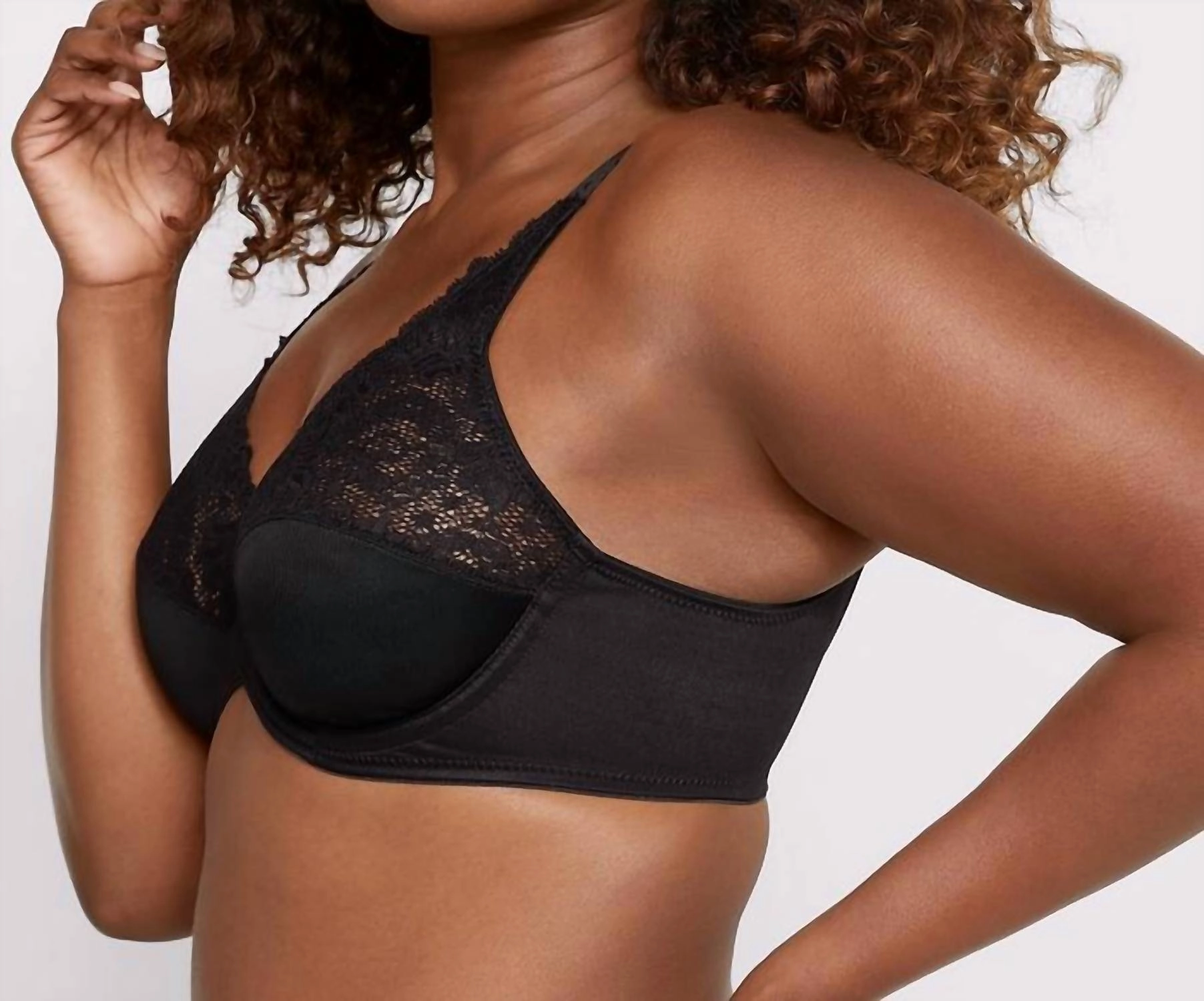 Lilyette Minimizer Comfort Lace Underwire Bra In Black
