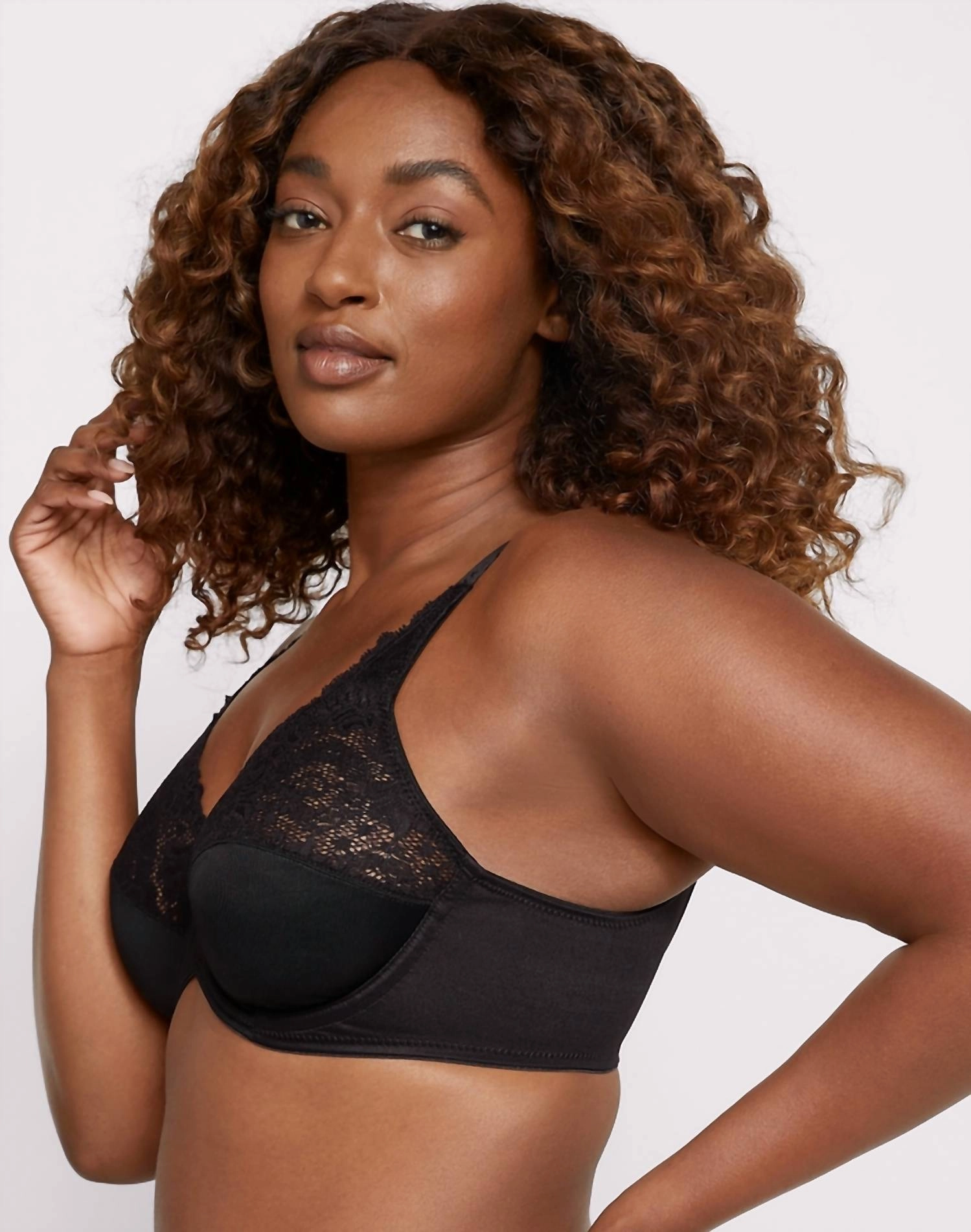 Lilyette Minimizer Comfort Lace Underwire Bra In Black