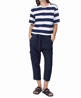 Linen Paperbag Cargo Pant In New Navy womens denim shorts discount