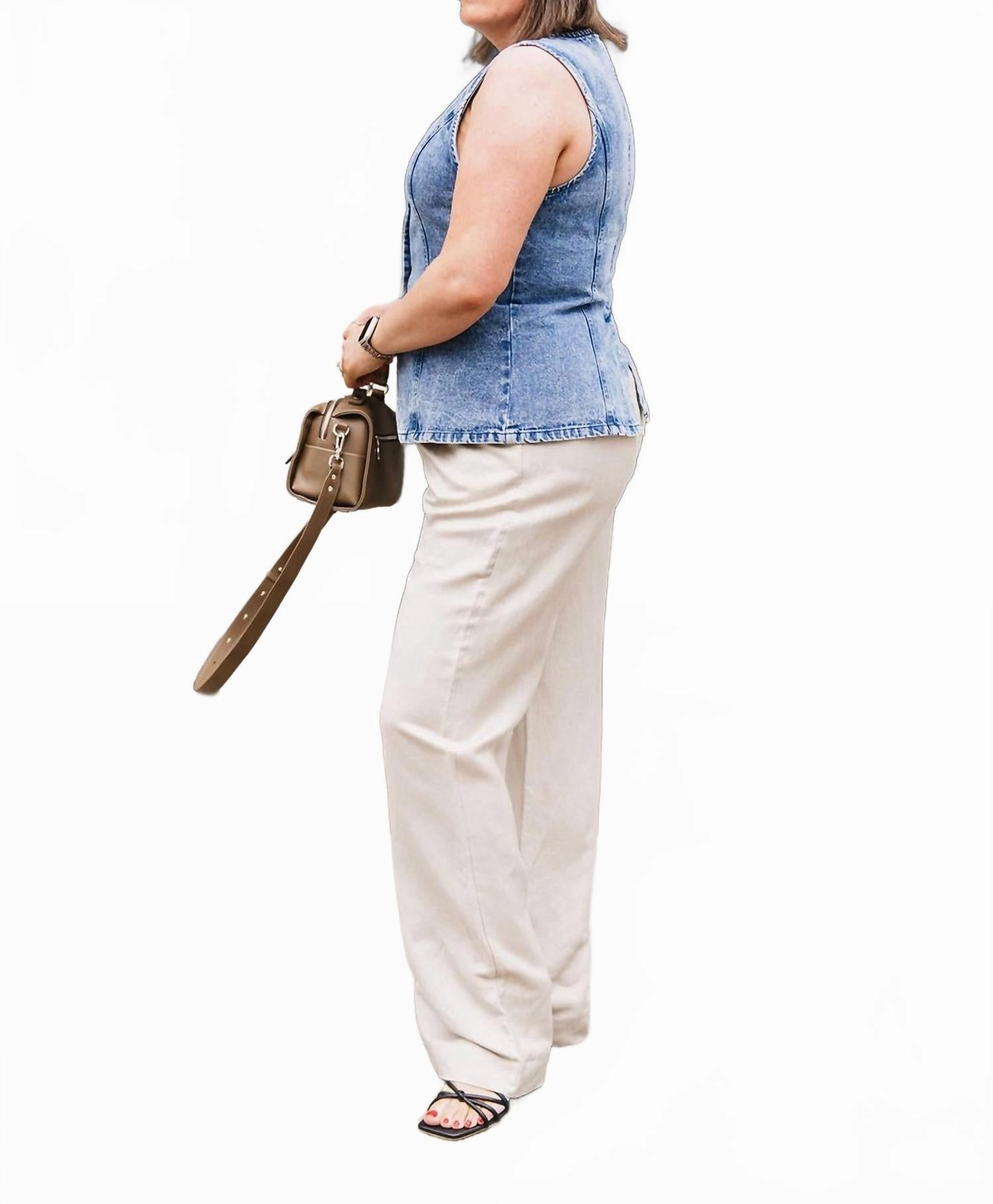 Linen Trouser Pants In Khaki