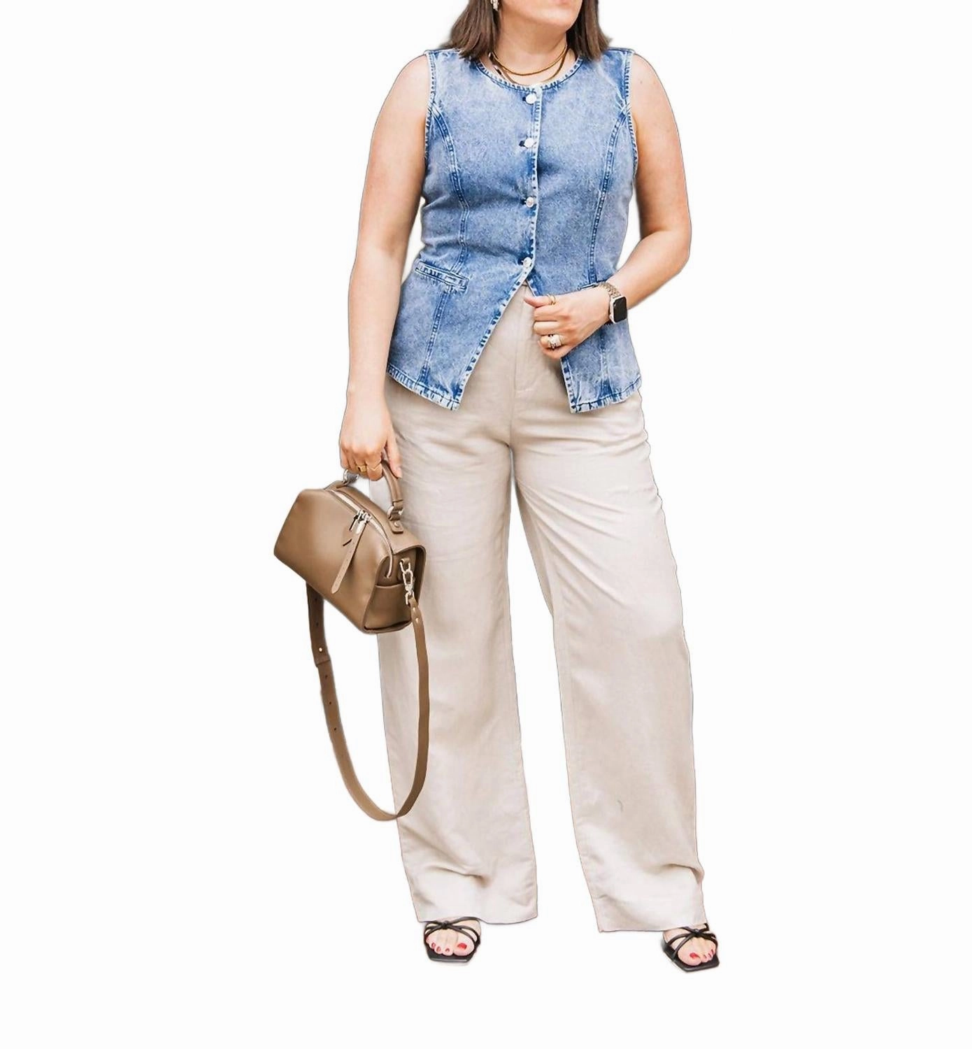 Linen Trouser Pants In Khaki