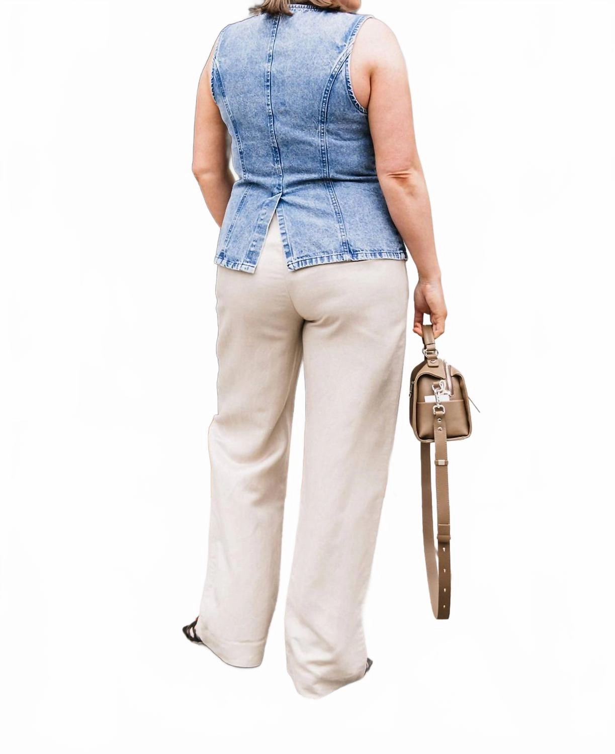 Linen Trouser Pants In Khaki