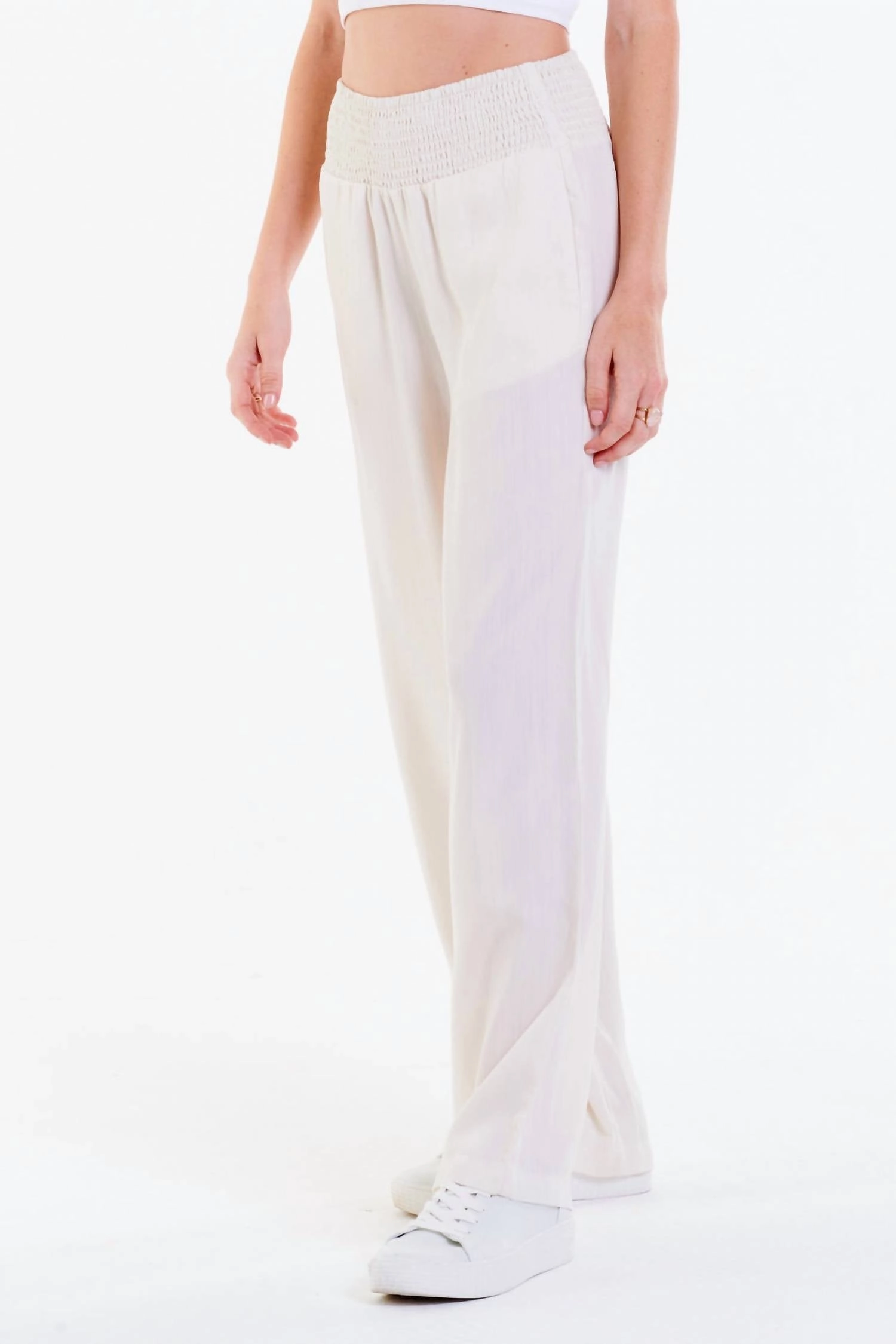 Lizzie Wide Leg Lounge Pant In Off White