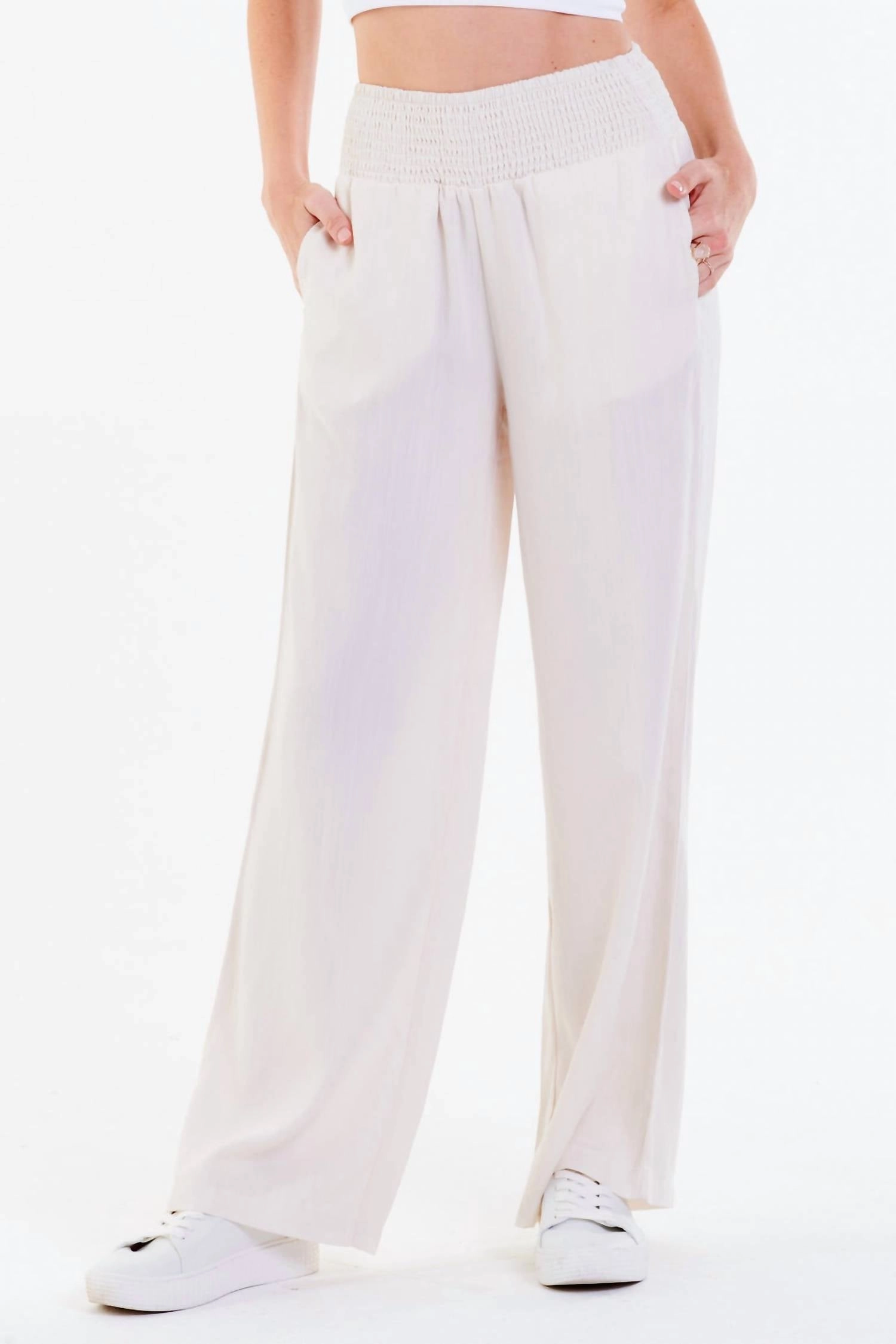 Lizzie Wide Leg Lounge Pant In Off White womens gaucho pants sale