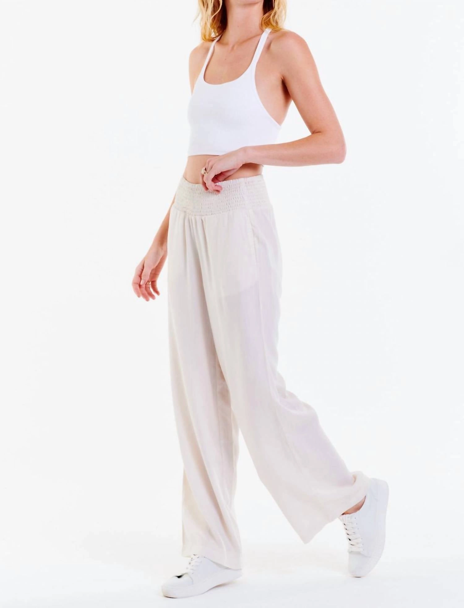 Lizzie Wide Leg Lounge Pant In Off White