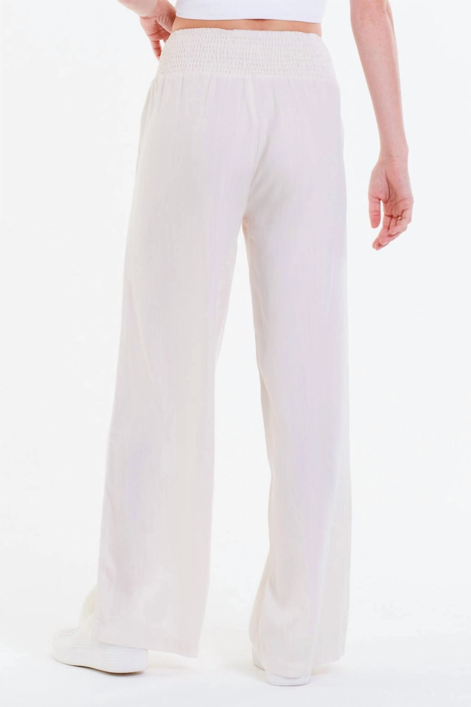 Lizzie Wide Leg Lounge Pant In Off White