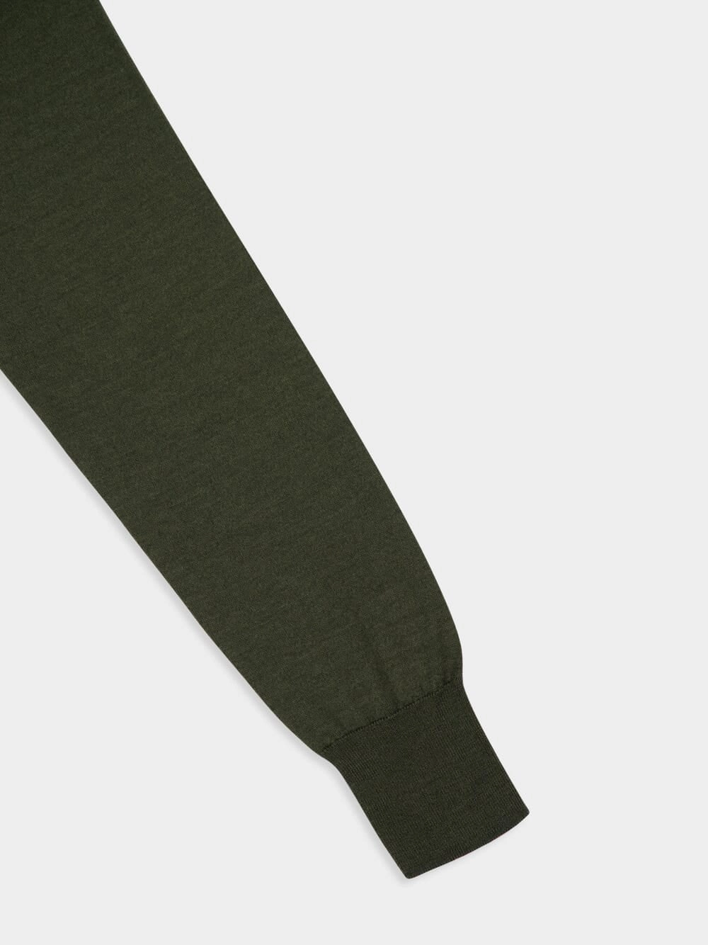 Loden Green Long-Sleeve Wool Silk Polo