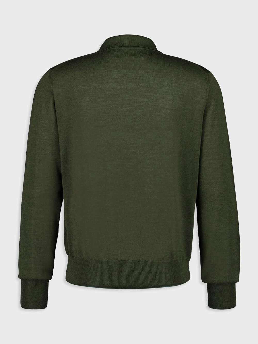Loden Green Long-Sleeve Wool Silk Polo