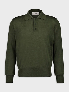 Loden Green Long-Sleeve Wool Silk Polo Knitwear Mens - men's sweaters sale