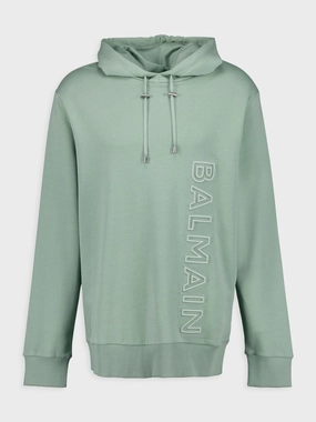 Logo-Embossed Green Cotton Hoodie Tops Mens - thermal tops