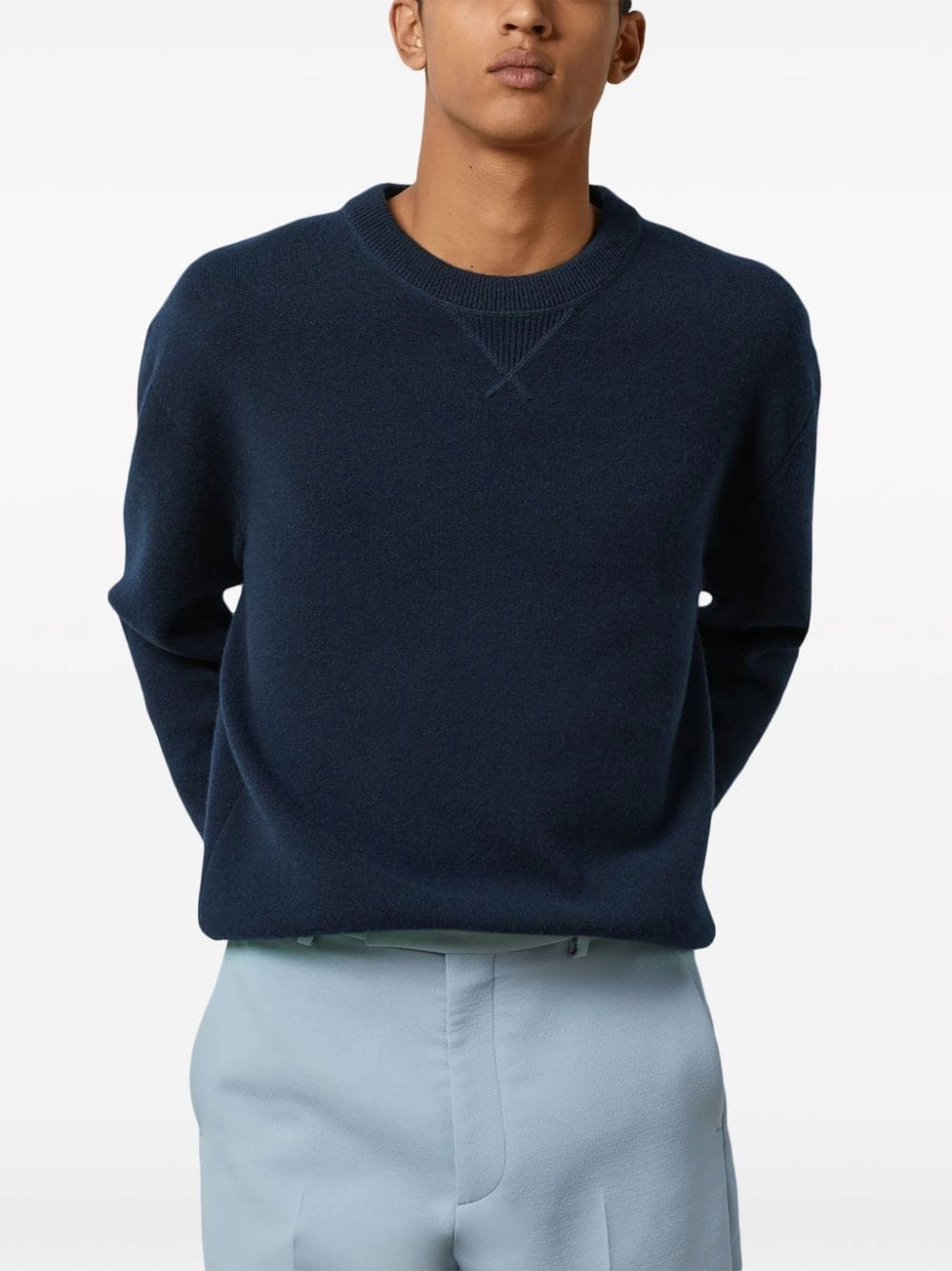 Logo-Embroidered Crewneck Wool Sweater