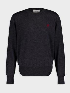 Logo-Embroidered Grey Wool Jumper Knitwear Mens - men's sweaters sale