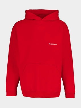 Logo Hoodie in Red Tops Mens - thermal tops