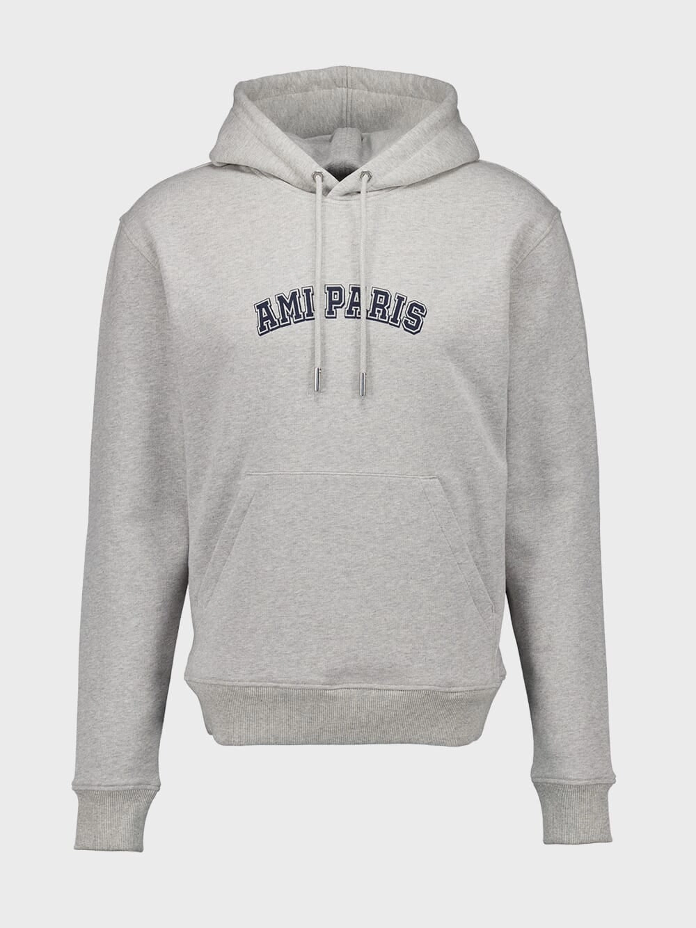 Logo Print Grey Hoodie Tops Mens - thermal tops