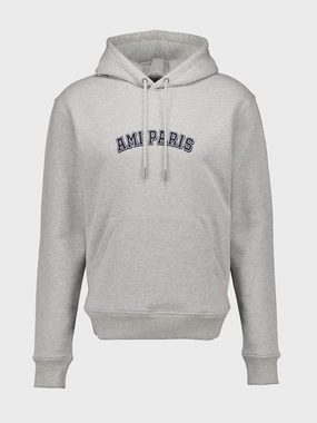 Logo Print Grey Hoodie Tops Mens - thermal tops