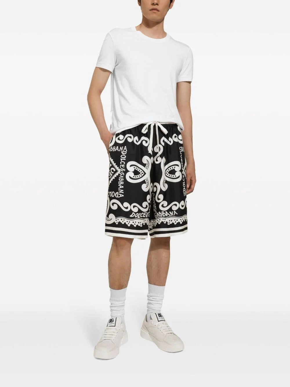 Logo-Print Silk Shorts