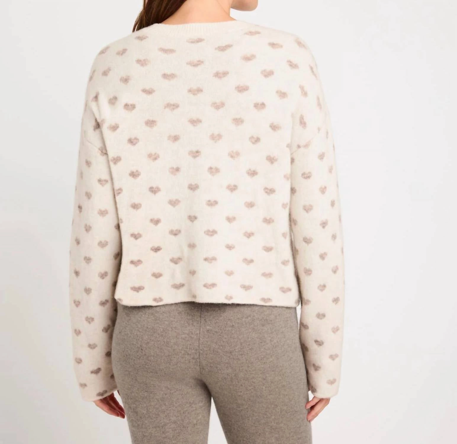 Lolly Hearts Sweater In Oat Heather/ Tawny Heather