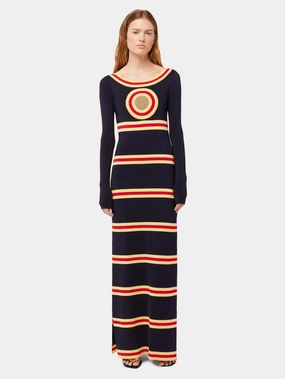 Long Dress with Geometrical Details Knitwear Womens - women's knitwear cheap