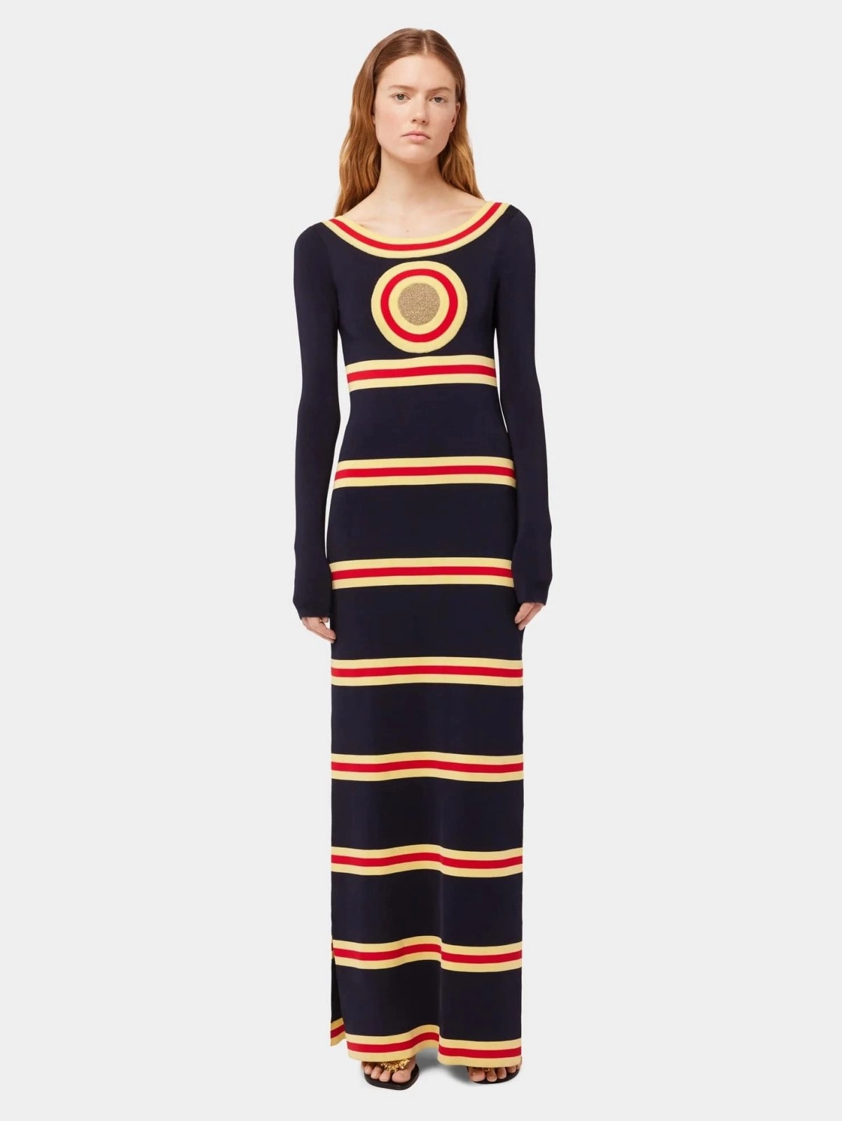 Long Dress with Geometrical Details Knitwear Womens - women's knitwear cheap