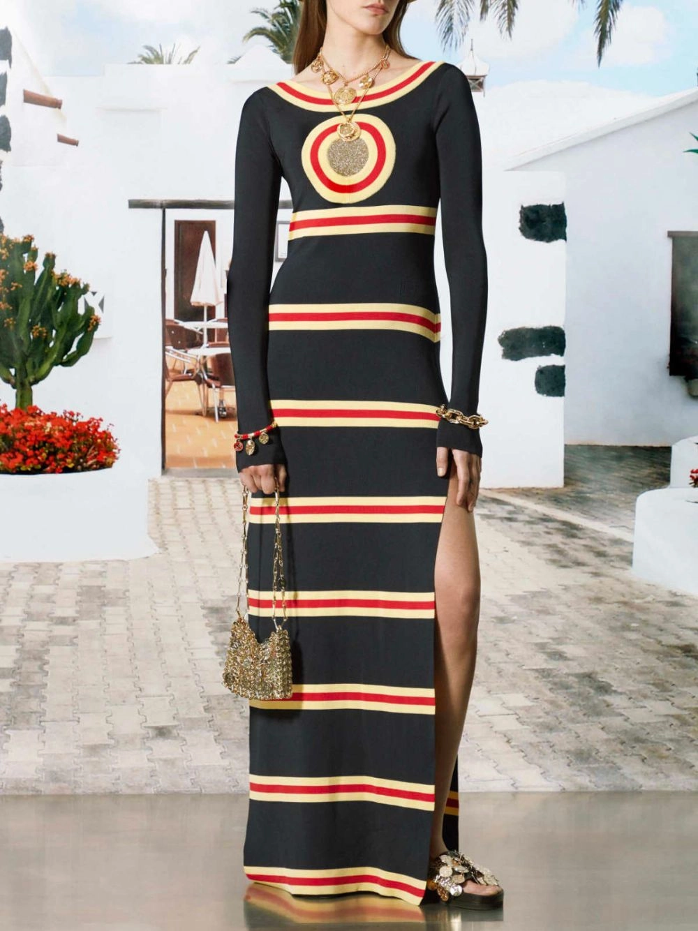 Long Dress with Geometrical Details