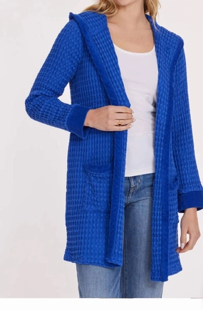 Long Sleeve Hooded Cardi In Blue Tops Womens - bodysuits clearance