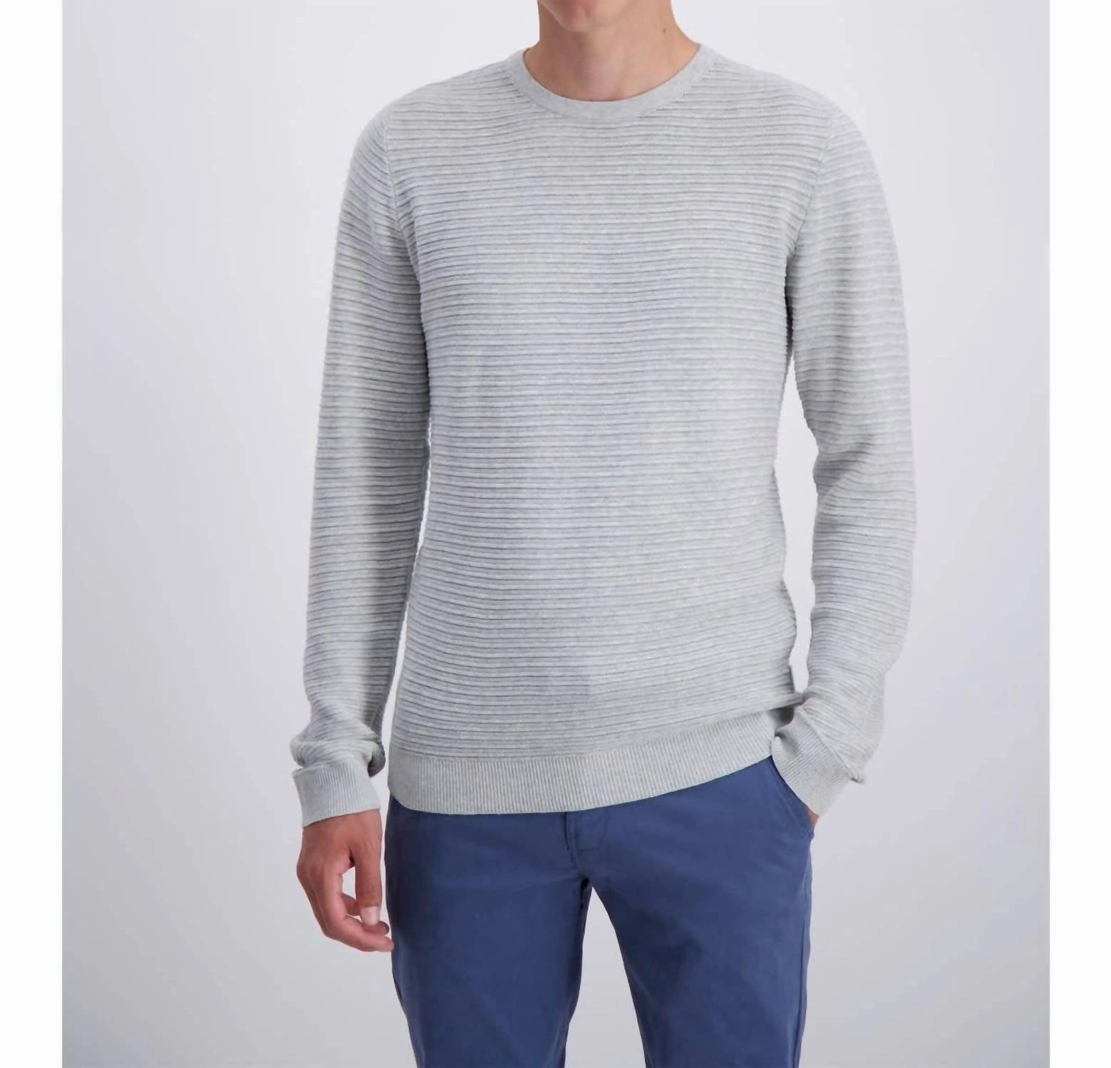 Long Sleeve Knitted Sweater In Ltgreymel