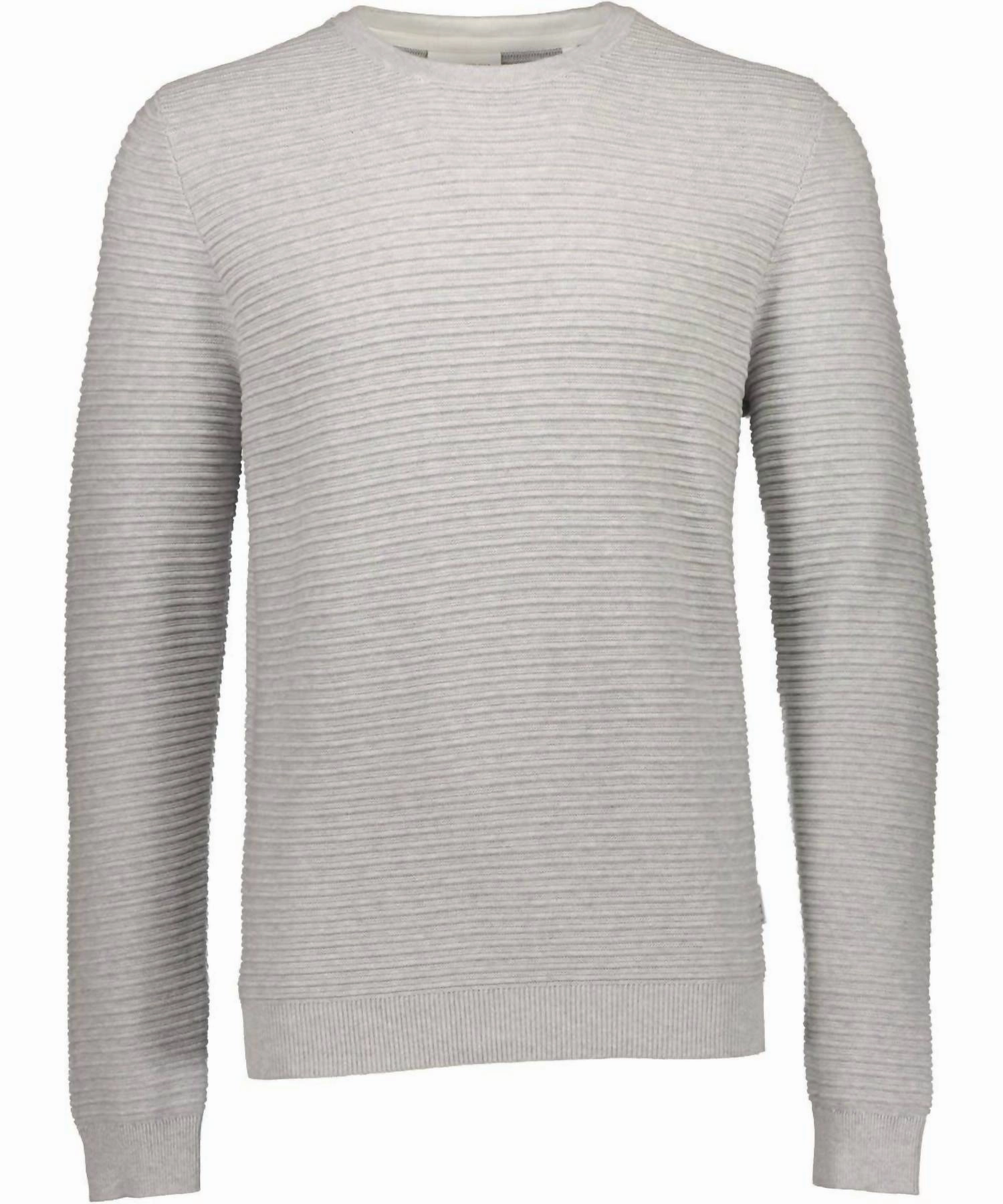 Long Sleeve Knitted Sweater In Ltgreymel