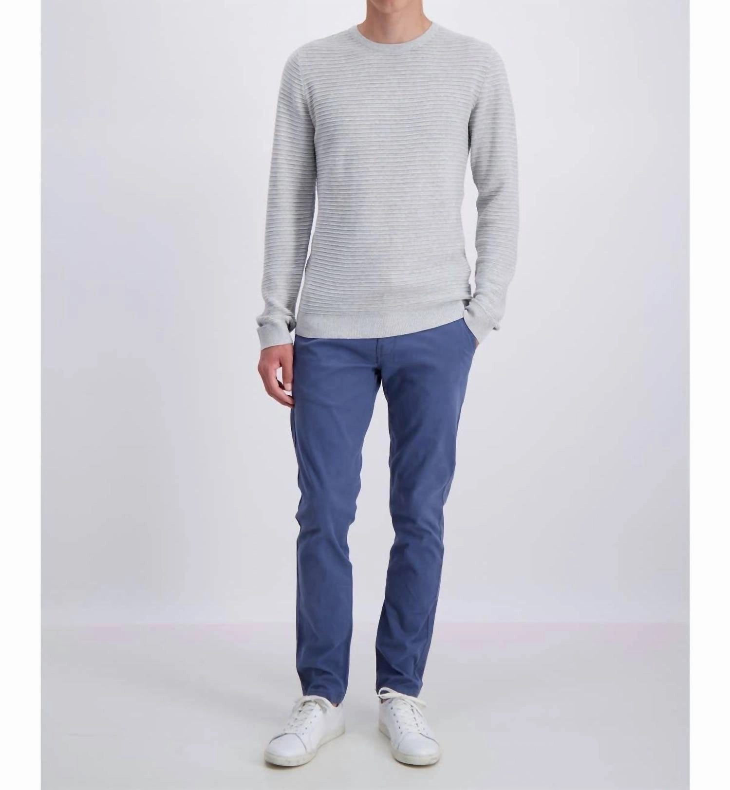 Long Sleeve Knitted Sweater In Ltgreymel