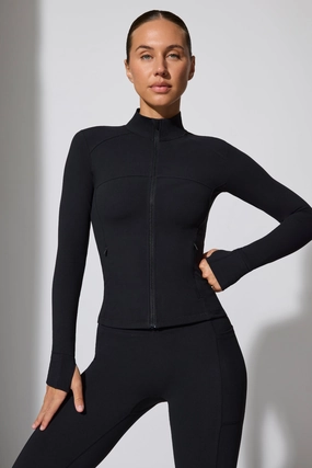 Long Sleeve Zip Up Jacket in Black Tops - basic tees cheap