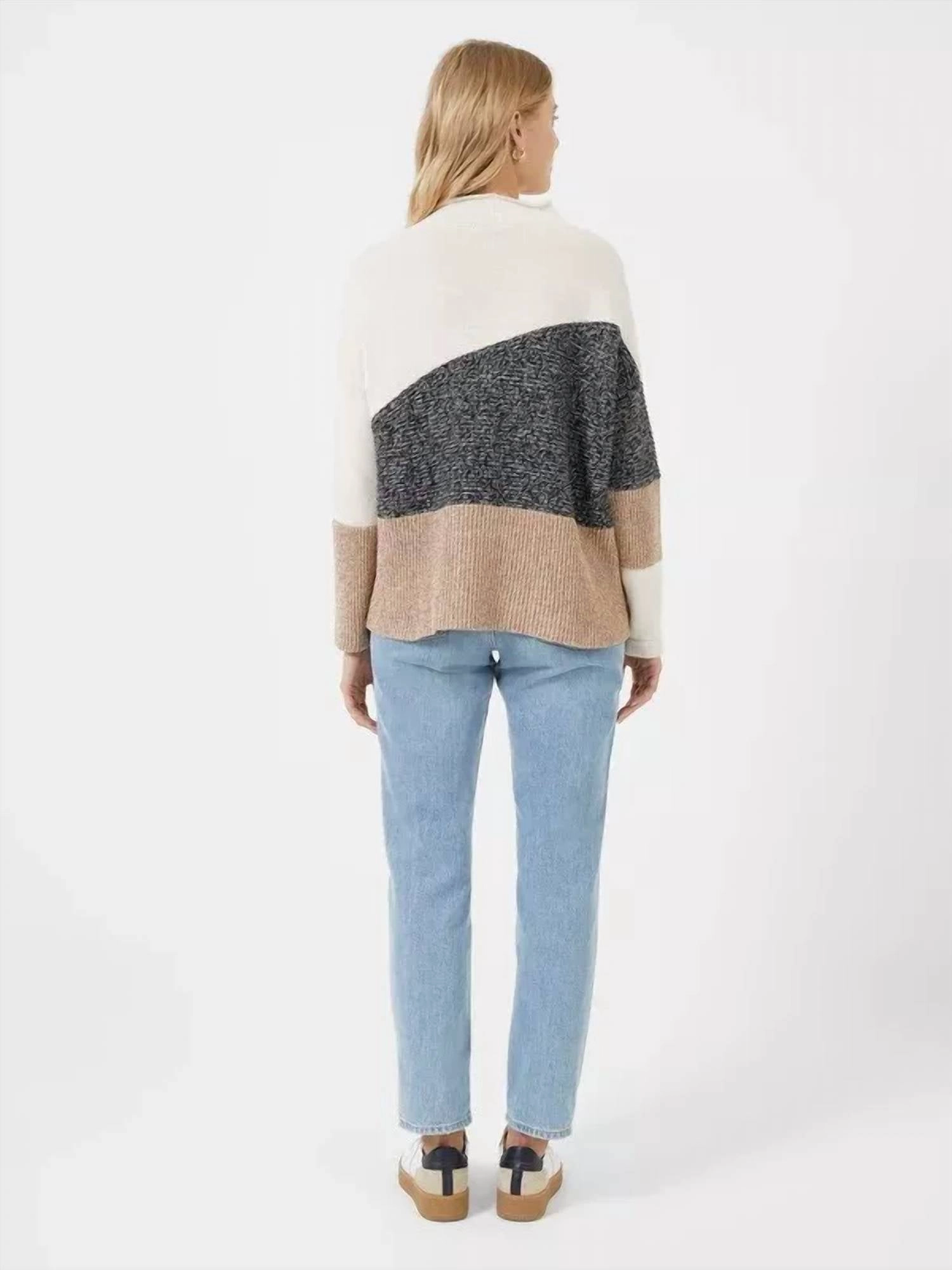 Lotty Color Block Knit Patch Sweater Top In Black