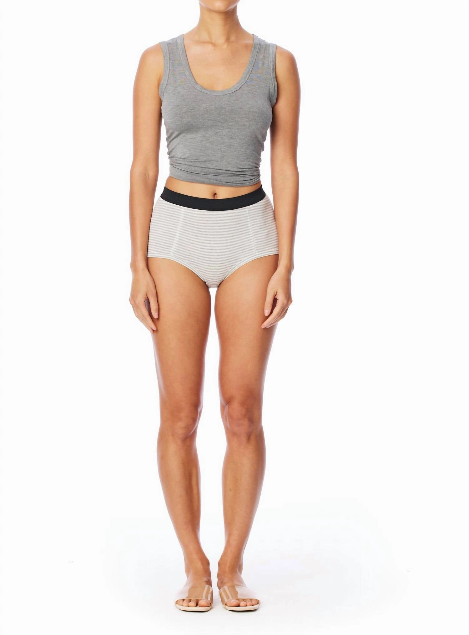Lucy Boxer Short In Grey White Stripe