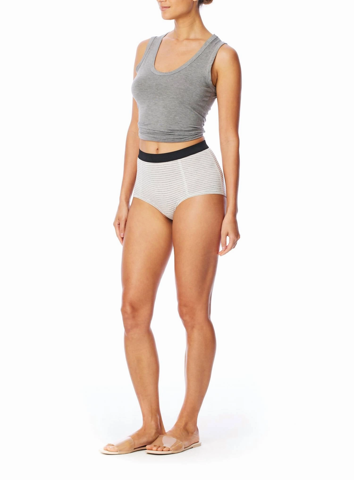 Lucy Boxer Short In Grey White Stripe