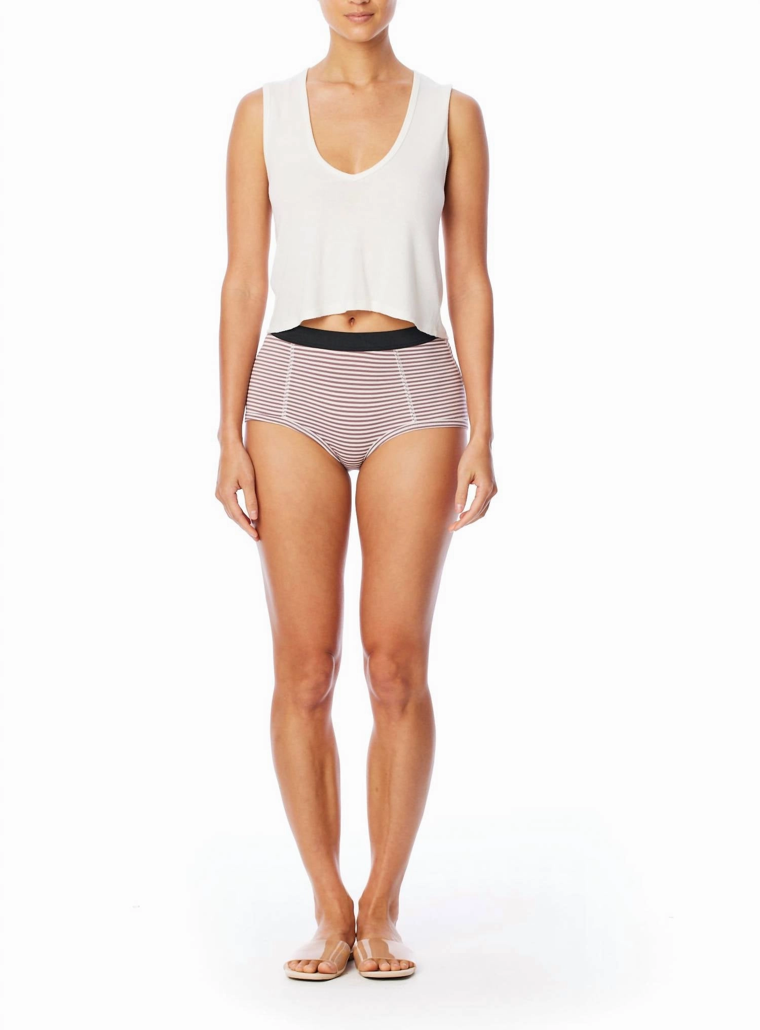 Lucy Boxer Short In Stucco White Stripe