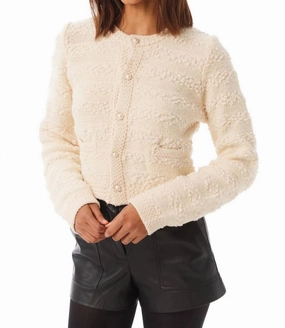 Lucy Cardigan In Ivory Tops Womens - embroidered tops sale