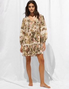 Lush Utopia Mini Tunic Dress - Botanical Camo Swim Womens - bikinis clearance