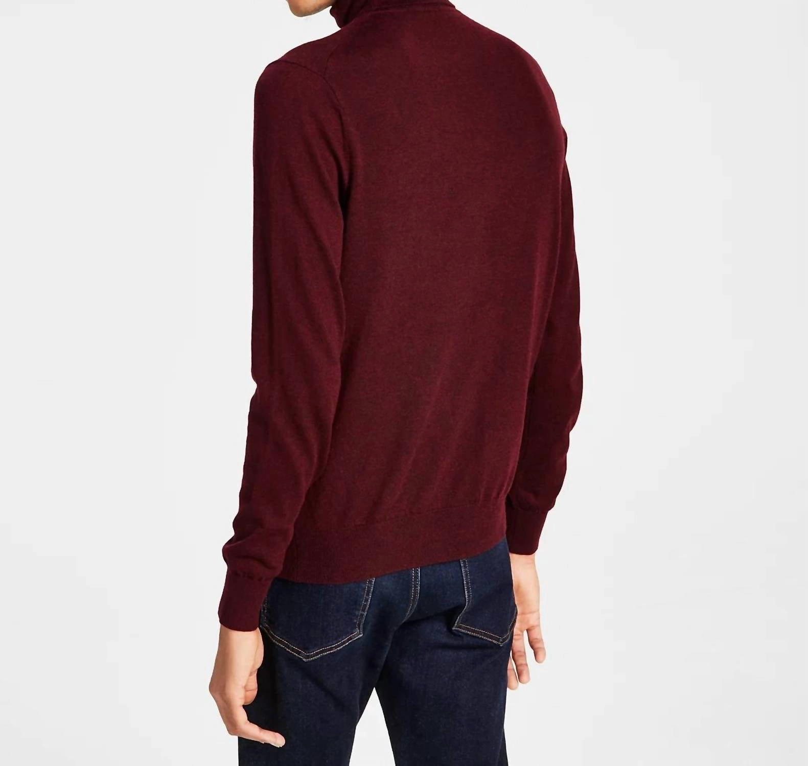 Luxe Fine Gauge Turtleneck In Black Currant