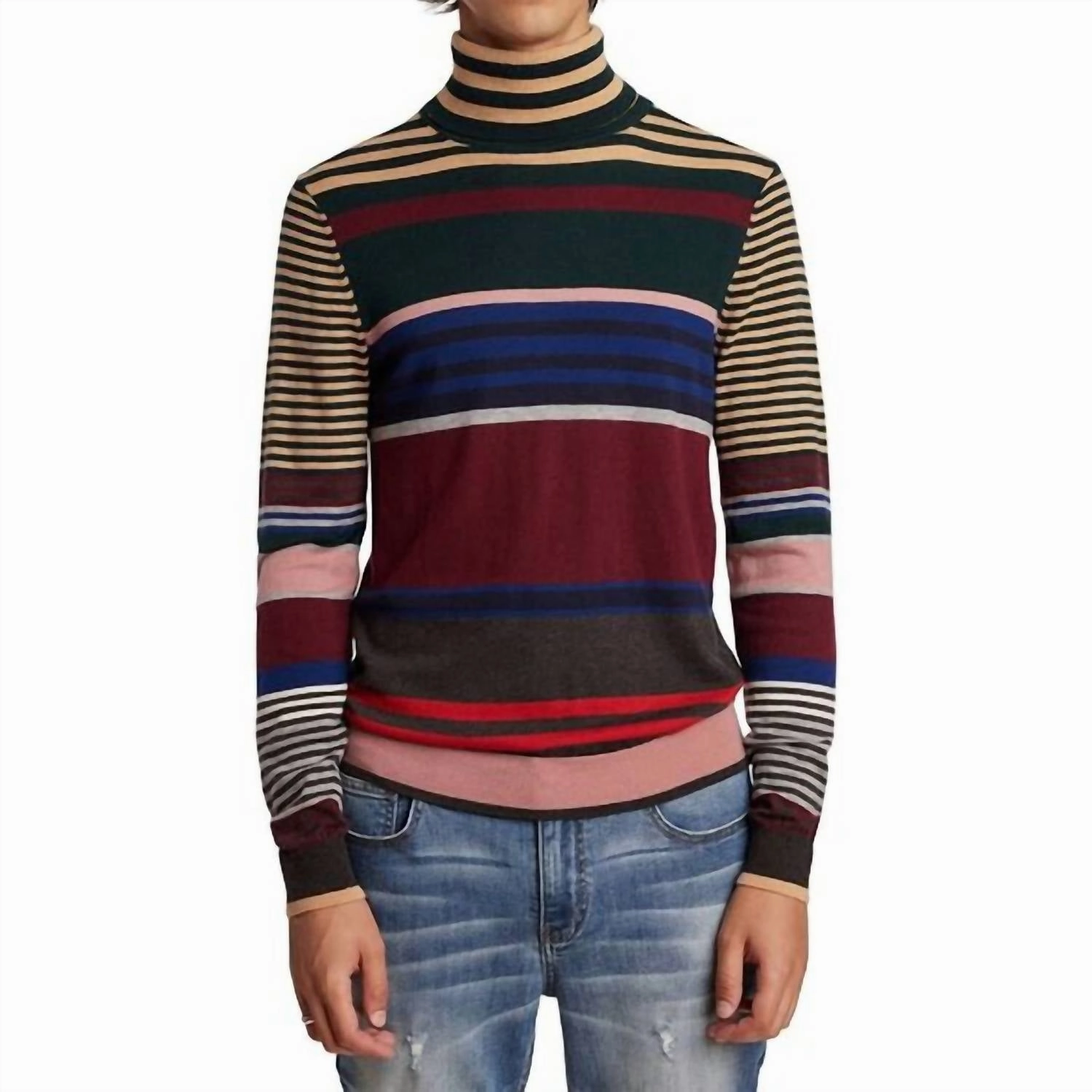 Luxe Fine Gauge Turtleneck In Forest Wine