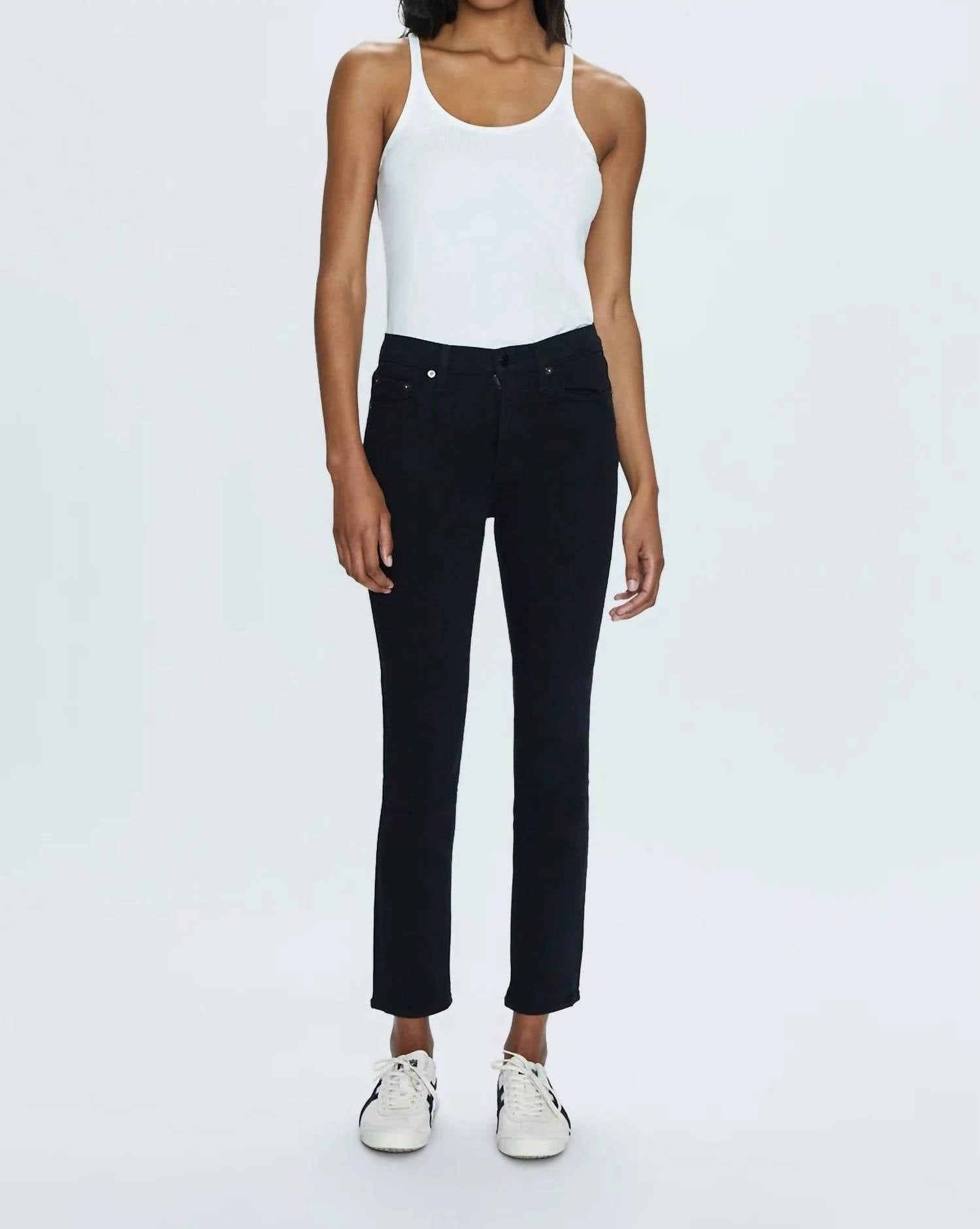 Madi High Rise Modern Slim Jeans In Noir womens linen pants discount