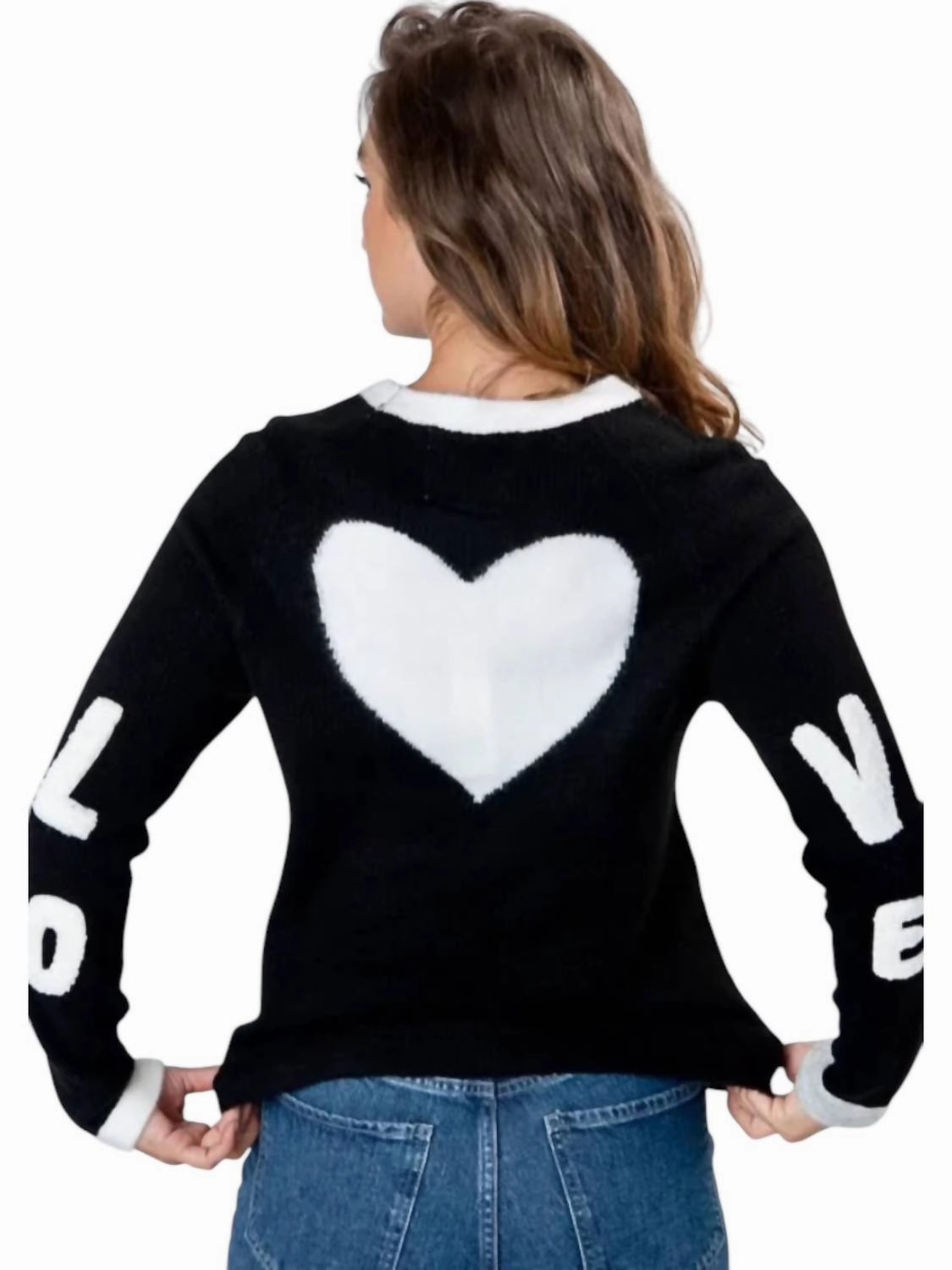 Madz Ringer Sweater With Love/heart In Black