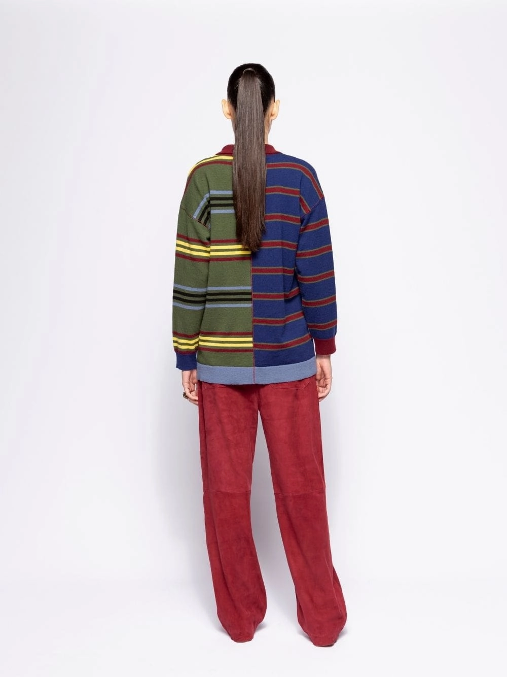 Magdalene Multicolour Striped Embroidered Knitted Top