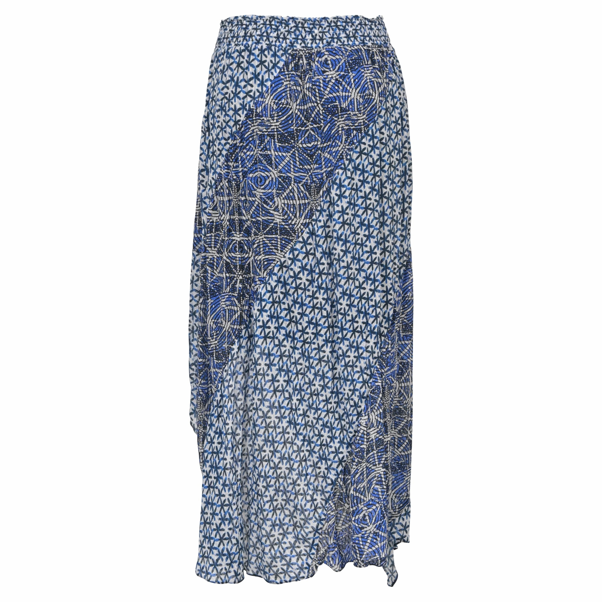 Maje Jartrani Batik-Print Midi Skirt in Blue Cotton